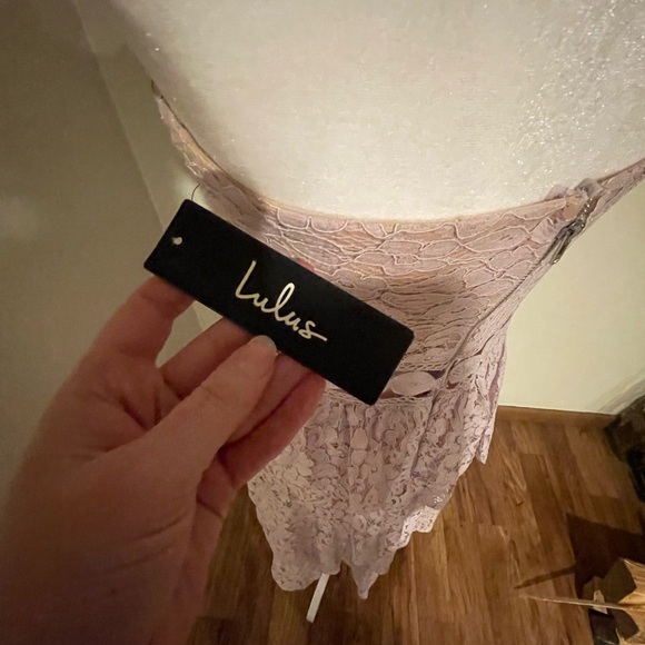 Lulu's Strapless Lace Dress in Lavender - Picture 4 of 4